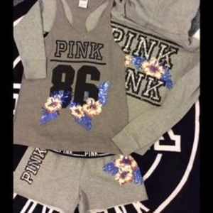 Victoria Secret 2pc set Hoodie &Shirt Hawaiian LG